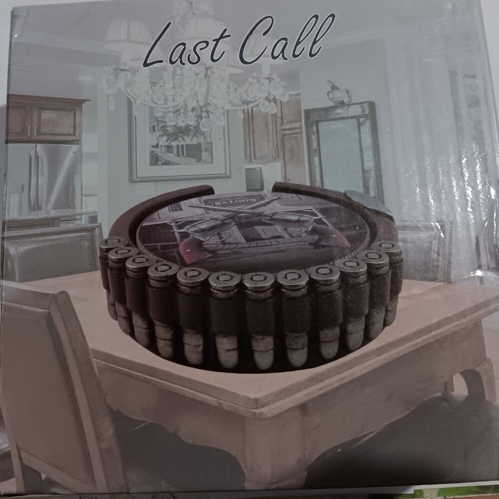 Cowboy Drink Coaster Set Revolver Gun DWK Last Call Saloon 841548109868